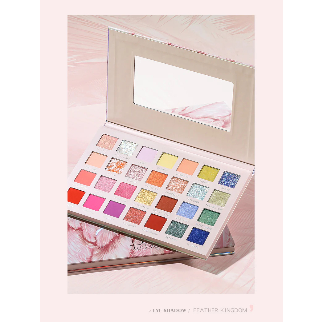  پالت سایه چشم 28 رنگ پودایر مدل FEATHER KINGDOM 