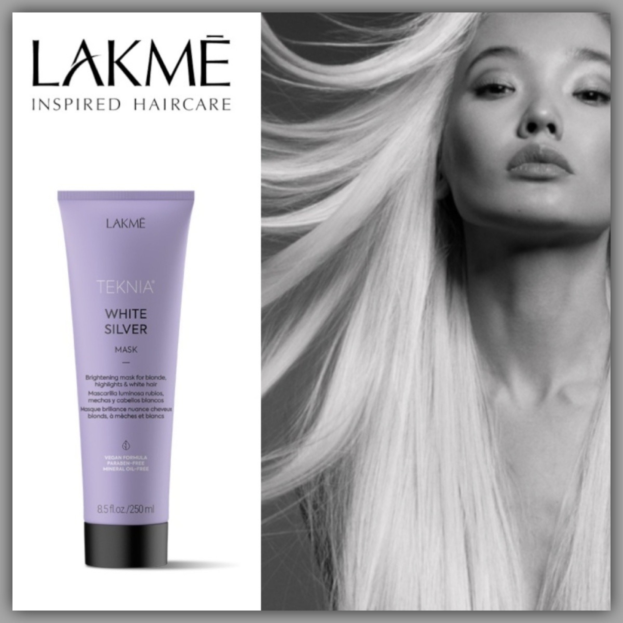  ماسک مو ضد زردی موهای دکلره و هایلایت تکنیا لاکمه حجم 250 میلی لیتر - Lakme TEKNIA White Silver MASK 