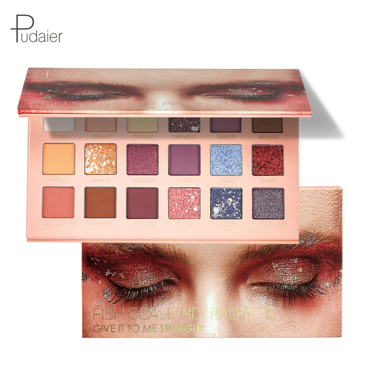 پالت سایه چشم 18 رنگ پودایر مدل FISH SCALE HD PALETTE