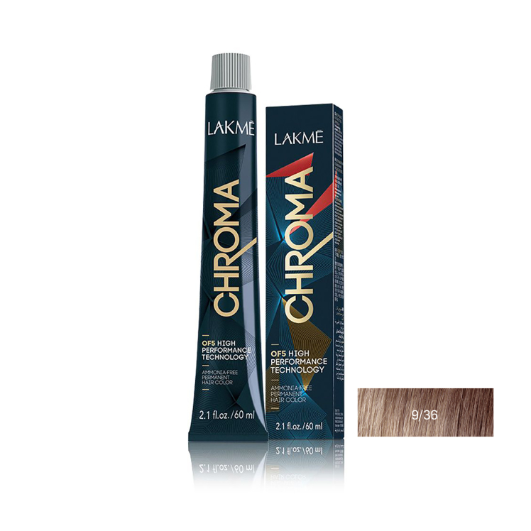 رنگ مو بدون آمونیاک لاکمه سری کروما شماره 9/36 ( بلوند طلایی فندقی خیلی روشن ) - Lakme Chroma Hair Color