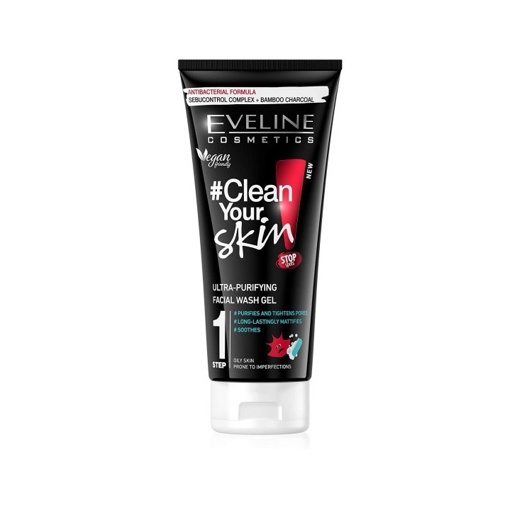 ژل شستشو صورت ضد جوش و پاکسازی پوست سری sos اولاین حجم 200 میلی لیتر - EVELINE SOS STOP SPOT WASH GEL