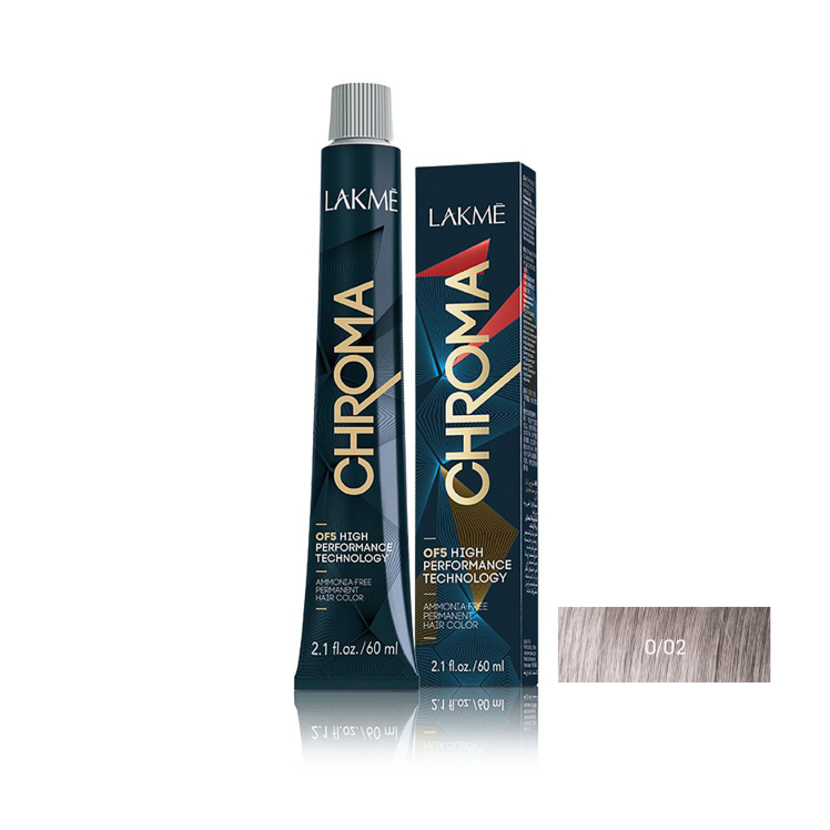 رنگ مو بدون آمونیاک لاکمه سری کروما شماره 0/02 ( نقره ای ) - Lakme Chroma Hair Color
