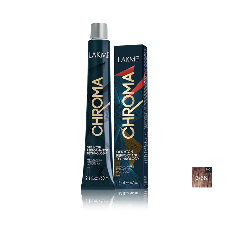 رنگ مو بدون آمونیاک لاکمه سری کروما شماره 6/66 ( بلوند شکلاتی فندقی تیره ) - Lakme Chroma Hair Color