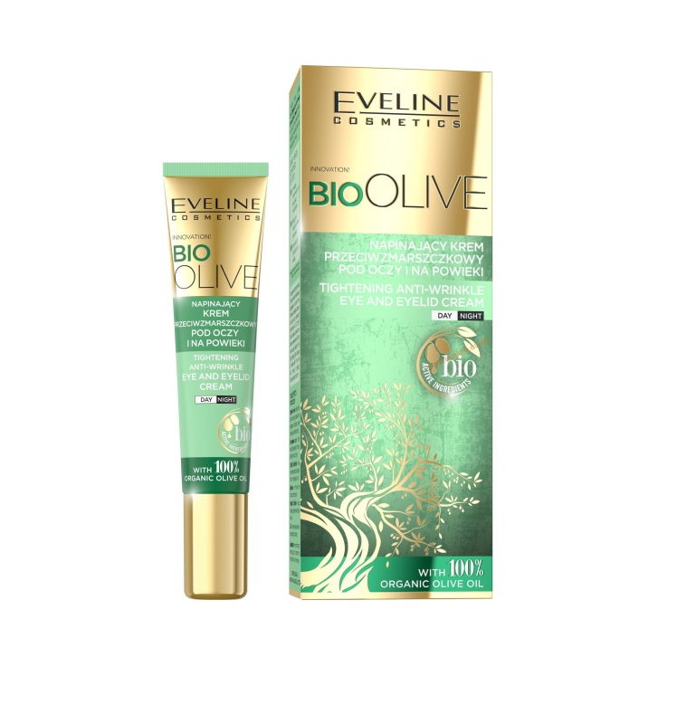 کرم دور چشم و پلک ضد چروک و سقف کننده سری زیتون اولاین حجم 20 میلی لیتر - EVELINE BIO OLIVE TIGHTENING ANTI-WRINKLE EYE 