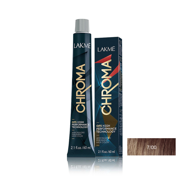 رنگ مو بدون آمونیاک لاکمه سری کروما شماره 7/00 ( بلوند متوسط ) - Lakme Chroma Hair Color